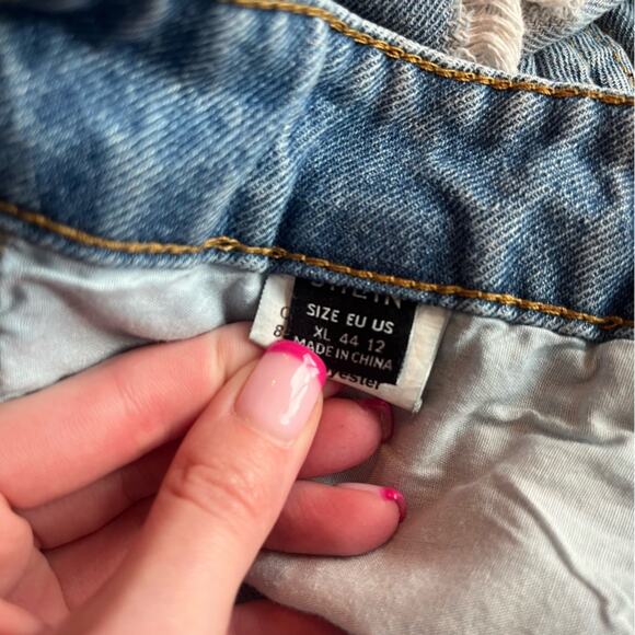 SHEIN Light Wash Distressed Jean Shirts Size XL - Picture 3 of 12